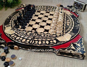 ♟️⚫⚪🎲 Ексклюзивний набір 3в1: шахи &bull; нарди &bull; шашки ручної роботи 🤚 10757 фото