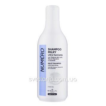 Молочний ультраживильний шампунь для волосся Brelil Numero Milky Shampoo, 800 мл 10742 фото