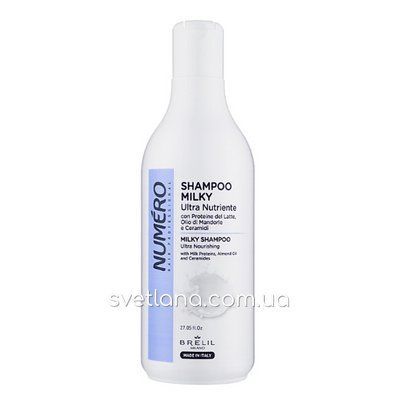Молочний ультраживильний шампунь для волосся Brelil Numero Milky Shampoo, 800 мл 10742 фото