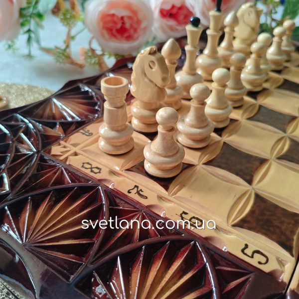 ♟️🎲⚫⚪ Елітний набір шахи-нарди-шашки з натурального дерева. Ручна робота. 10753 фото