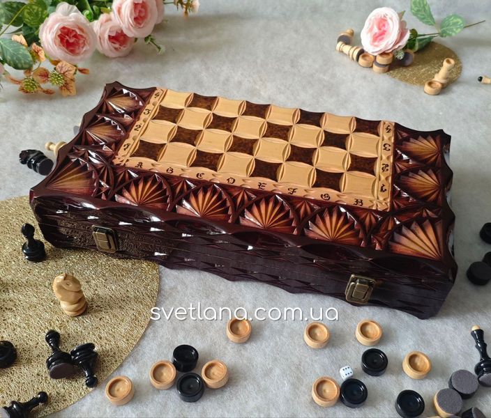 ♟️🎲⚫⚪ Елітний набір шахи-нарди-шашки з натурального дерева. Ручна робота. 10753 фото